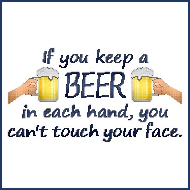(image for) If you keep a BEER in each hand, you can't touch your face.